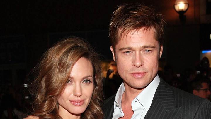 Brad Pitt Smiling With Angelina Jolie Photoshoot